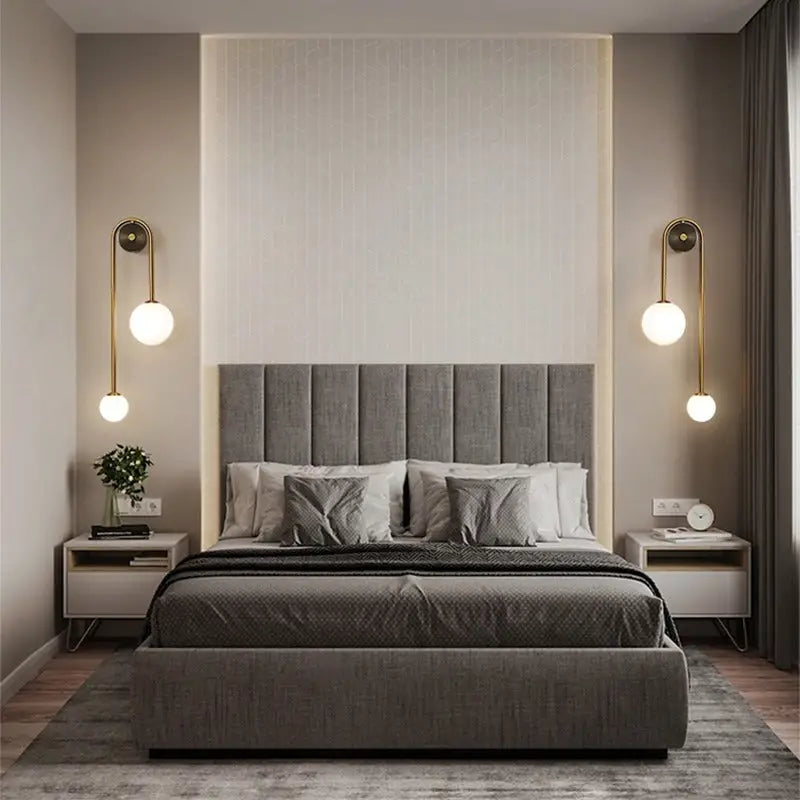 Minimalist moroccan gold wall sconces with frosted glass for bedroom