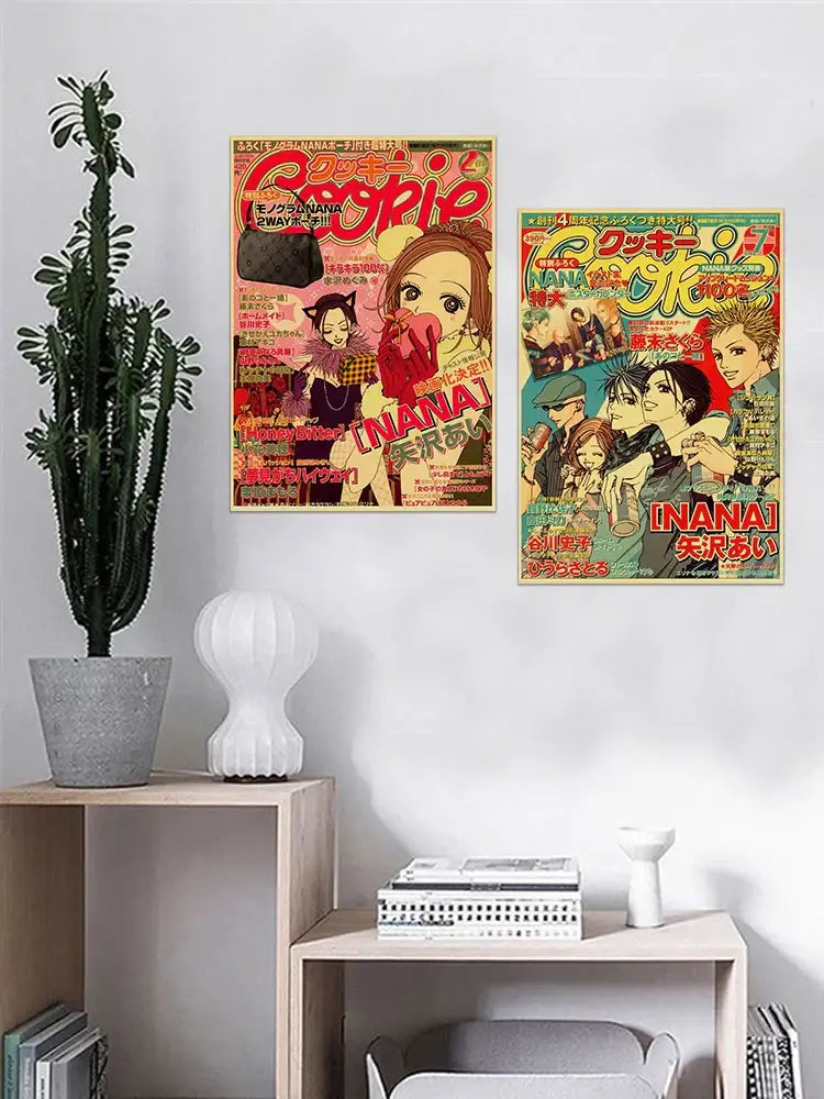 Retro nana anime kraft paper poster set bedroom wall decor