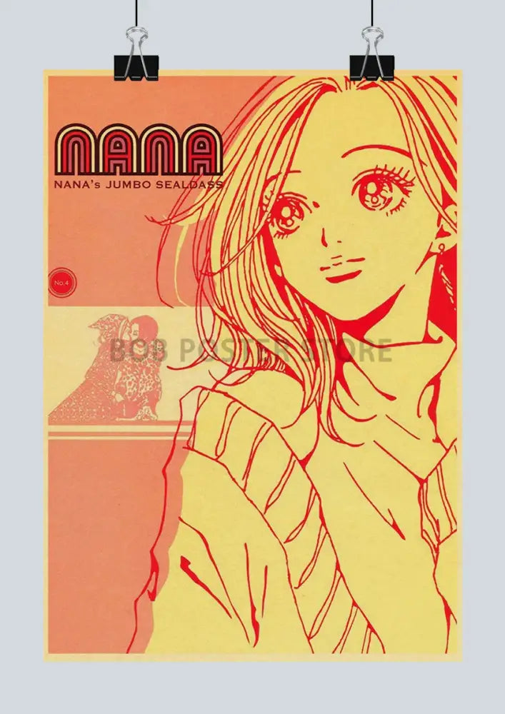 Retro nana anime kraft poster set bedroom floral wall art