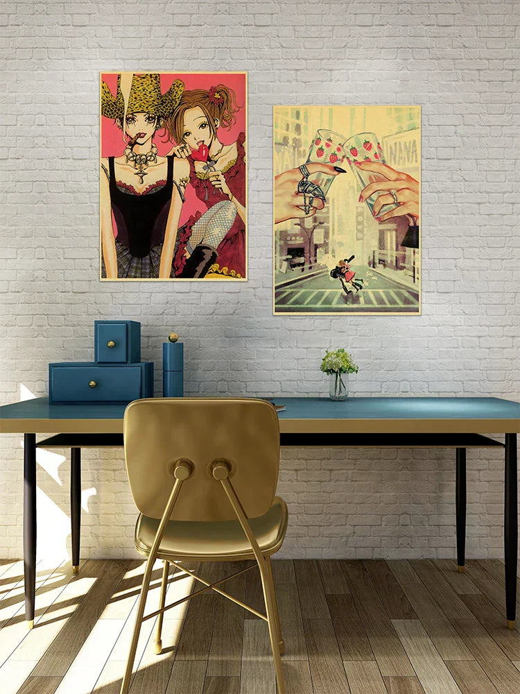 Retro nana kraft paper anime posters bedroom wall art decor