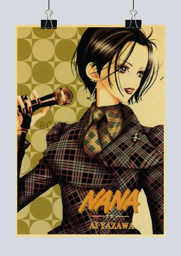 Retro kraft paper anime poster bedroom wall art decor