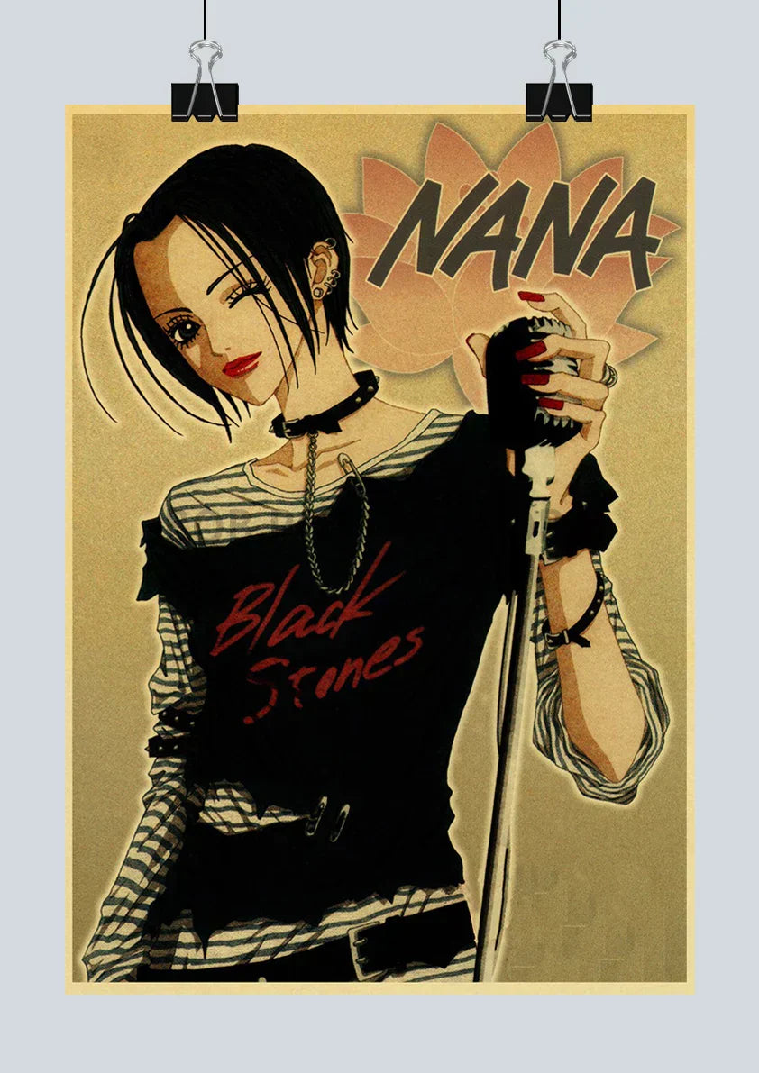 Retro yellow japan anime nana kraft poster set bedroom wall decor