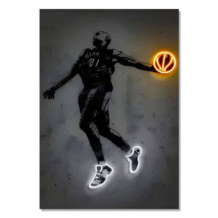 Modern ronaldo soccer stars neon wall art bedroom decor