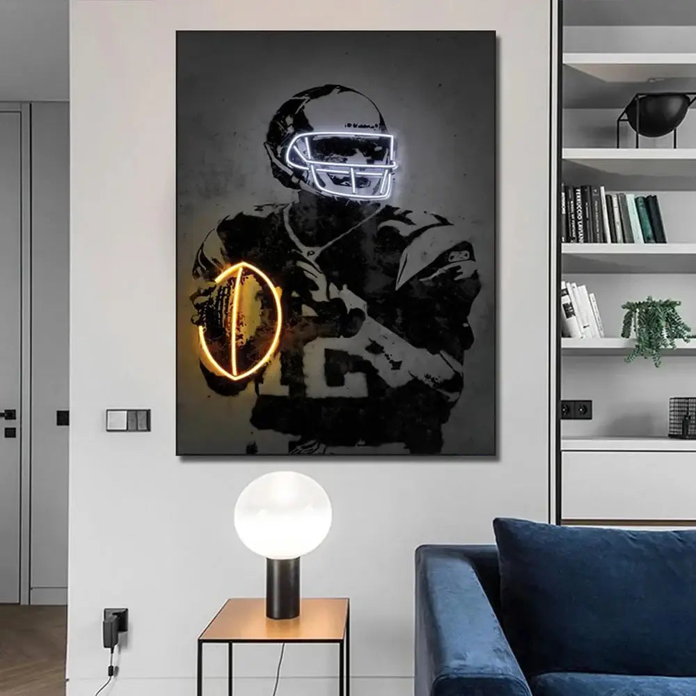 Modern ronaldo soccer stars neon wall art bedroom decor