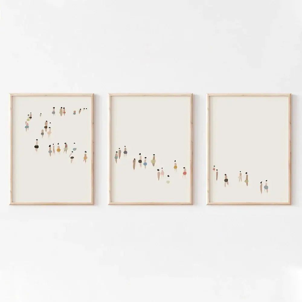 Textured beige chunky knit blanket bedroom wall art set