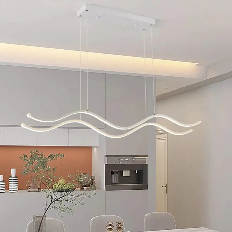 Modern curved led pendant light dining room decor