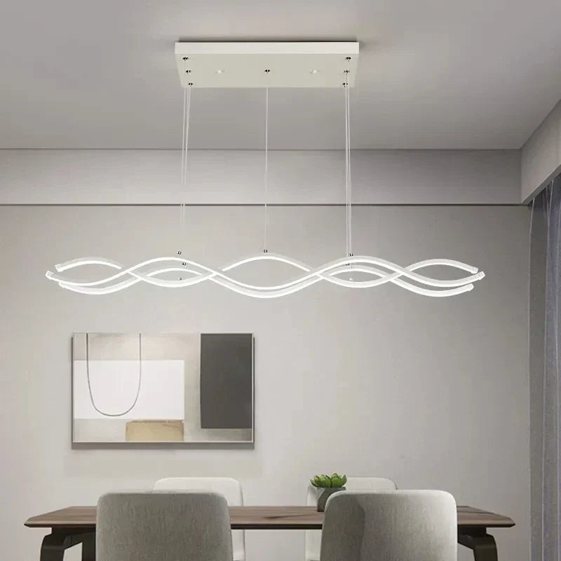 Modern white wavy led pendant light dining room chandelier