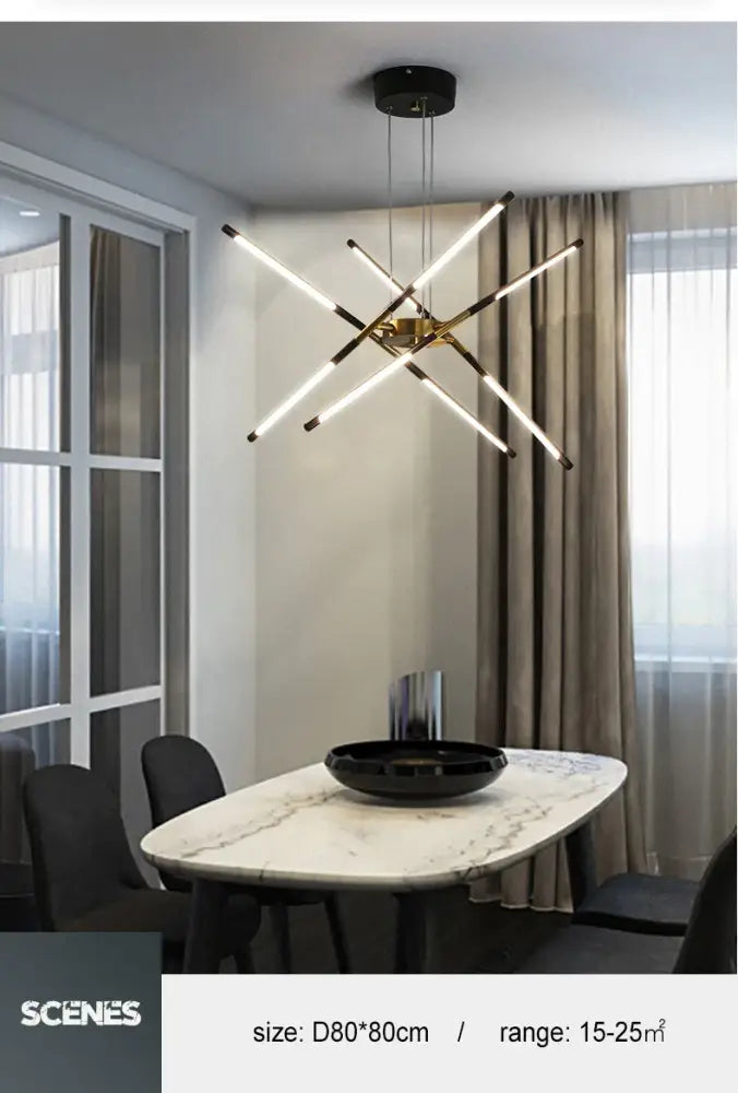Modern gold led chandelier with remote control for dining room