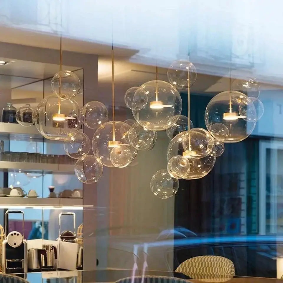 Modern minimalist nordic led bubble chandelier living room pendant light