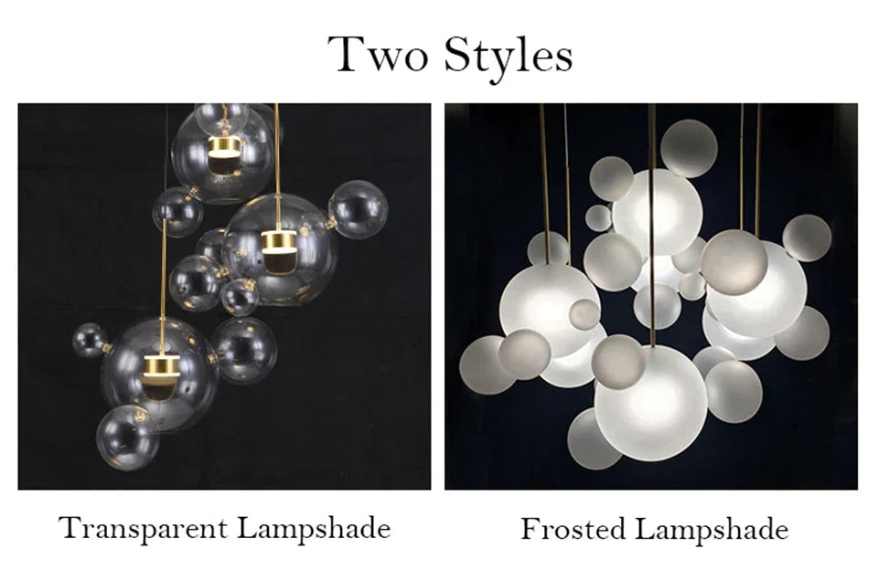 Modern nordic led bubble chandelier dining room glass pendant light