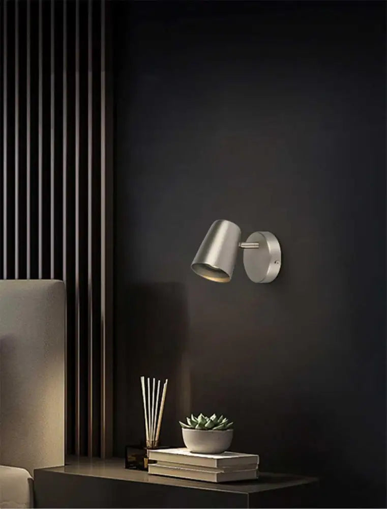 Modern brushed nickel wall sconces bedroom conical spotlight