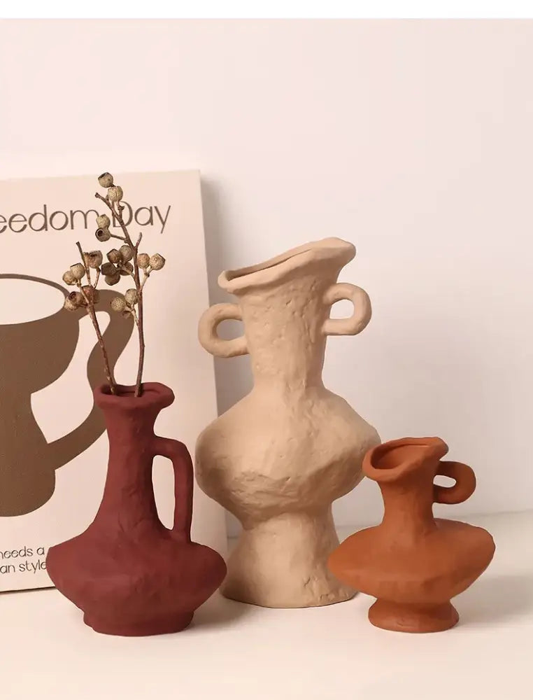 Nordic style ceramic flower pot set white living room vases