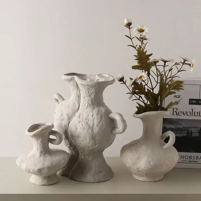 Nordic style ceramic flower pot set white living room vases