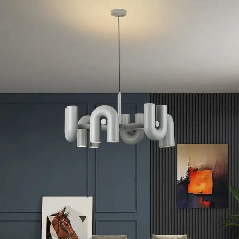Modern red u shape led ceiling chandelier living room pendant light