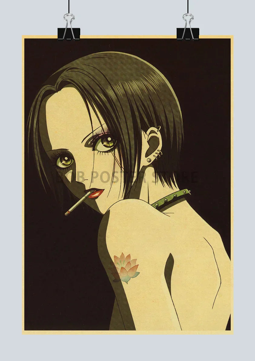 Retro kraft paper anime nana framed poster set kitchen wall decor