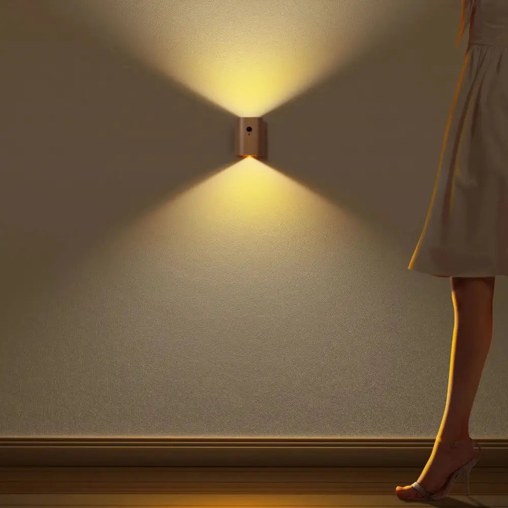 Modern wooden battery operated wall sconce bedroom motion sensor light
