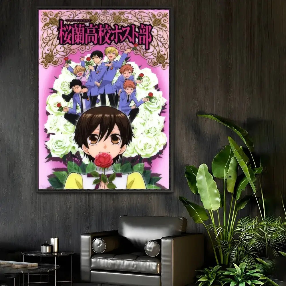 Anime pink & white high school host club poster bedroom wall art