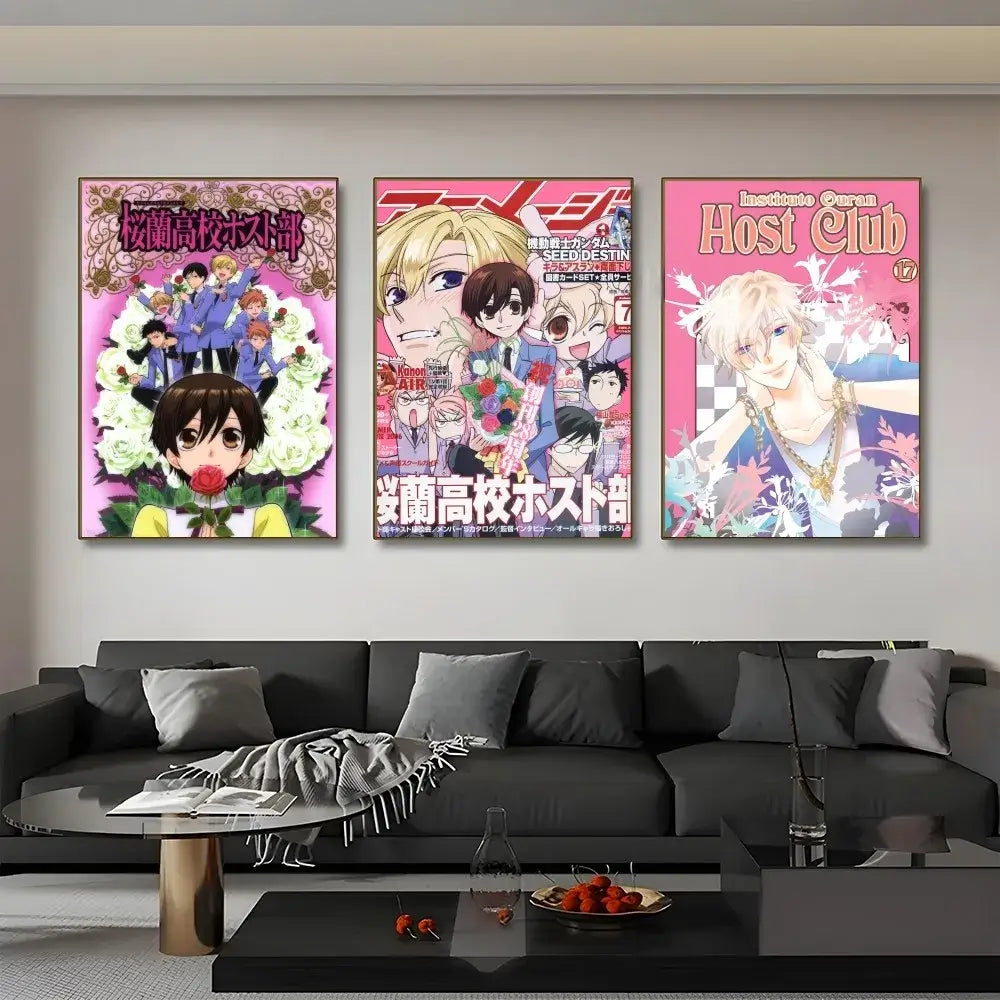 Anime pink & white high school host club poster bedroom wall art