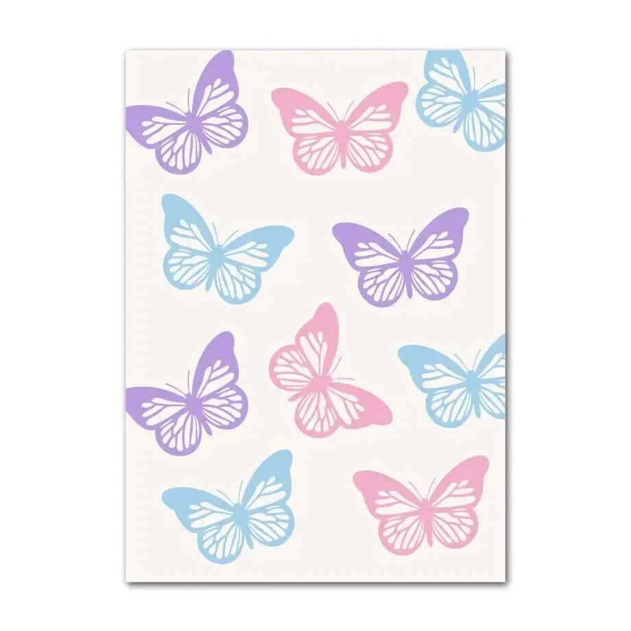 Pastel flower power purple checkered wall art bedroom poster