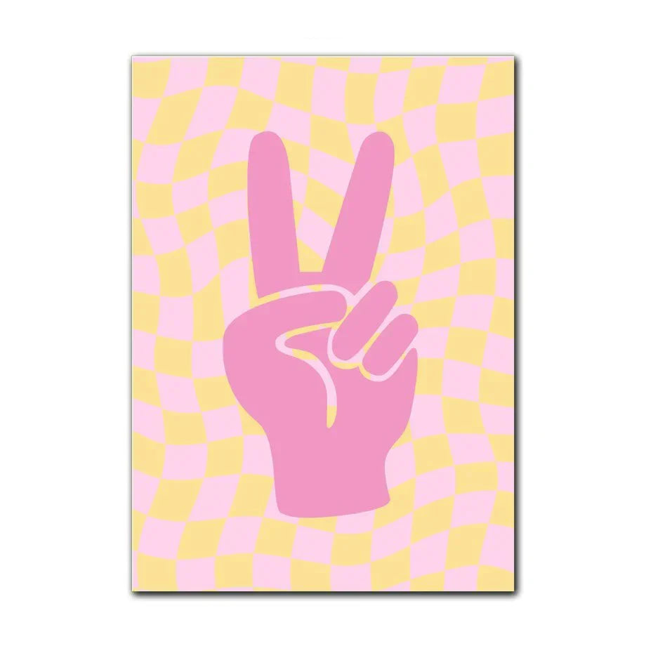 Pastel smiley flower canvas wall art bedroom floral decor