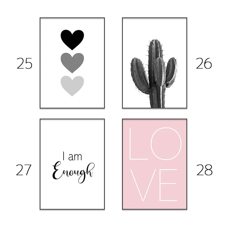 Pink aesthetic i am enough wall art – bedroom print