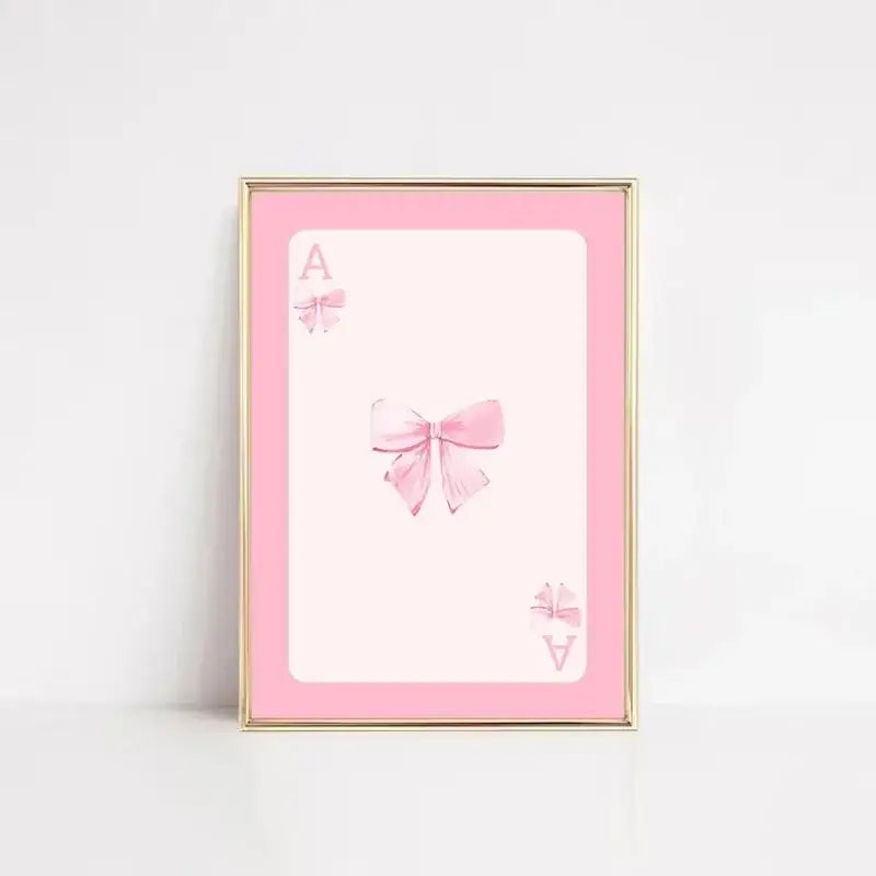 Watercolor pink bows and cherries art set bedroom wall art