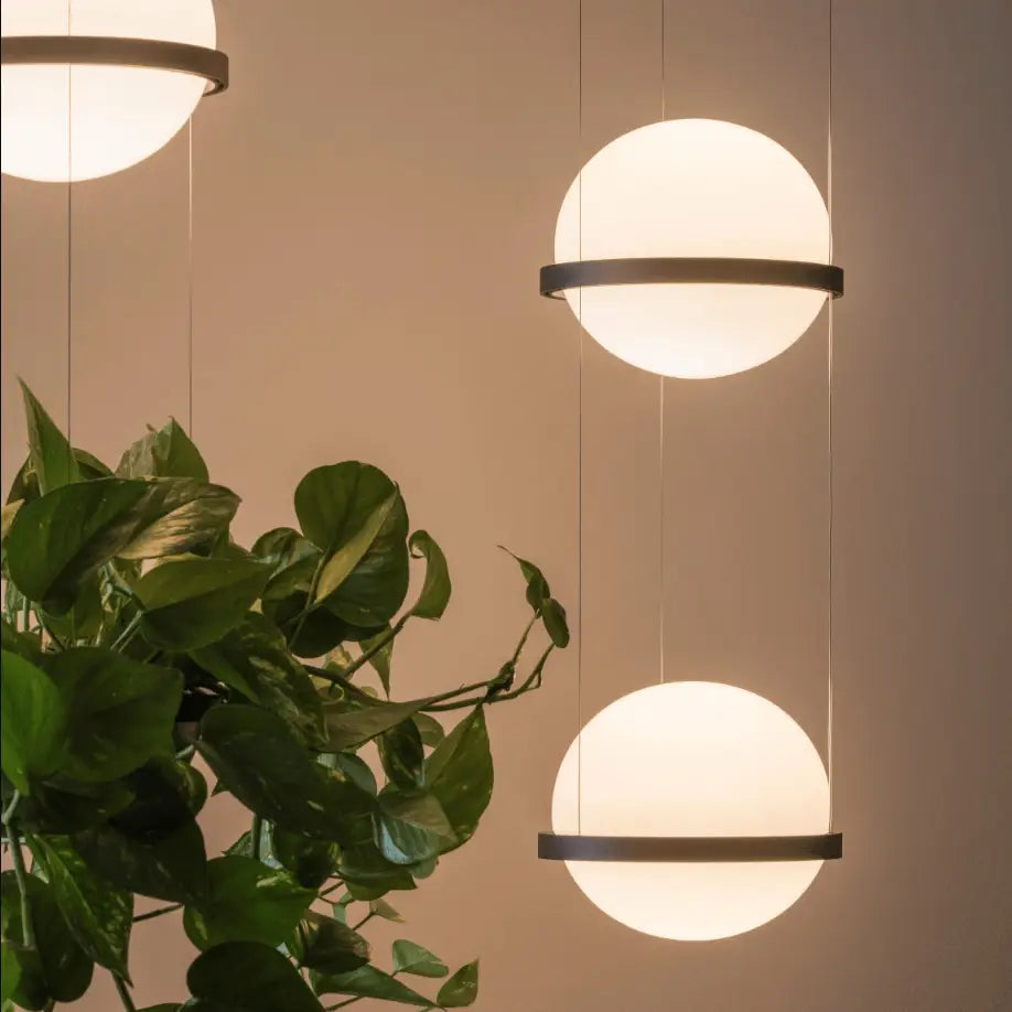 Modern matte black planter light pendant frosted glass dining room