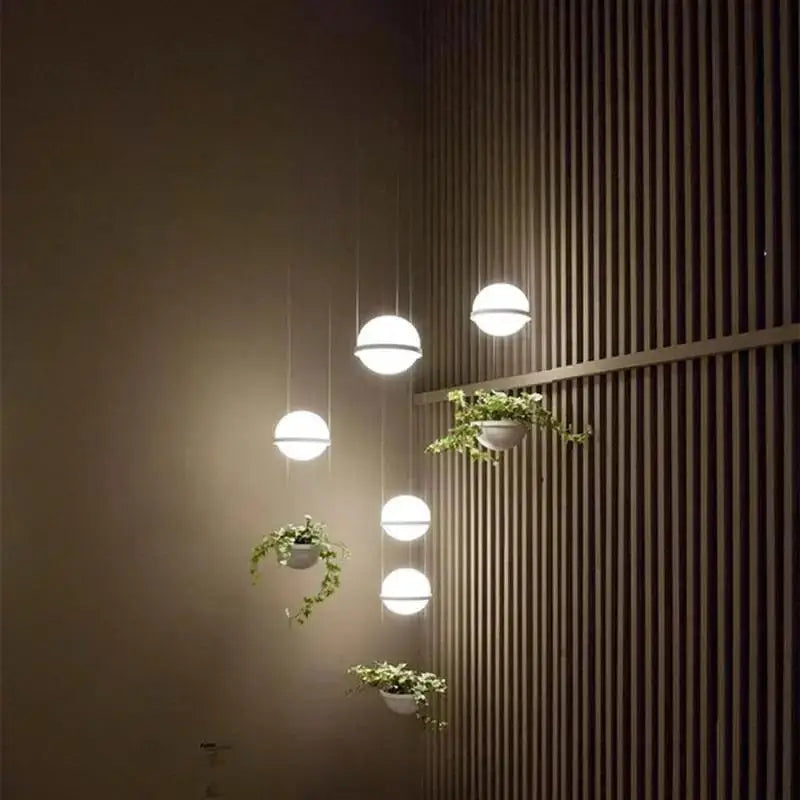 Modern matte black planter light pendant frosted glass dining room