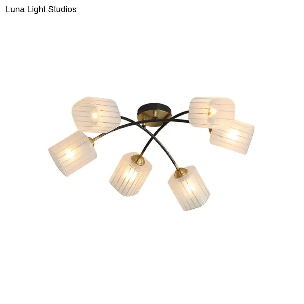 Post modern black & gold frosted glass semi-flush mount living room light