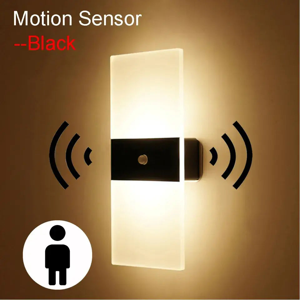 Modern black rechargeable wall light bedroom frosted glass sconce