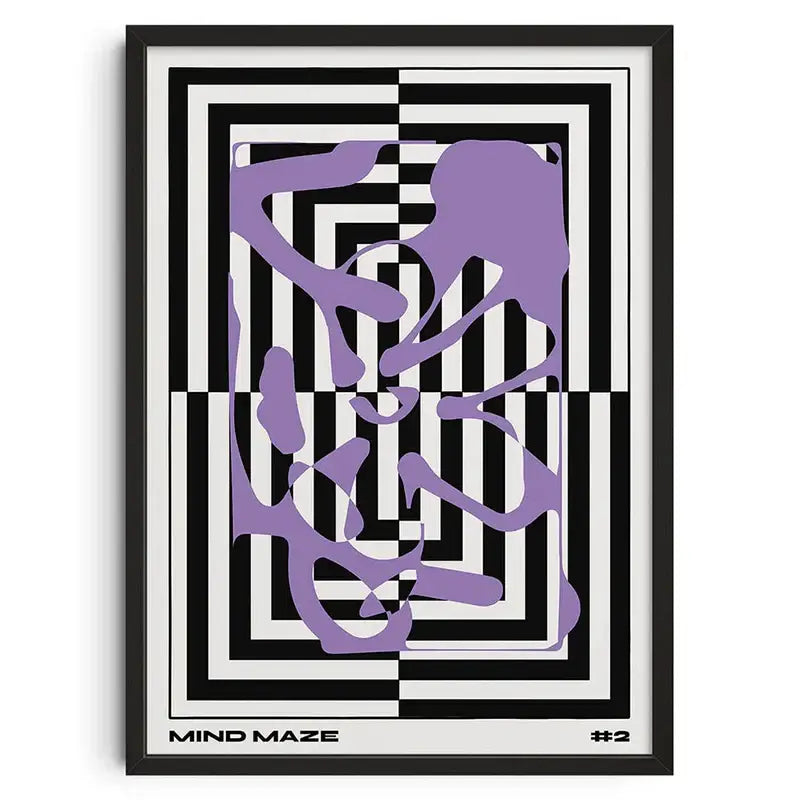 Retro abstract canvas wall art black and gray living room print