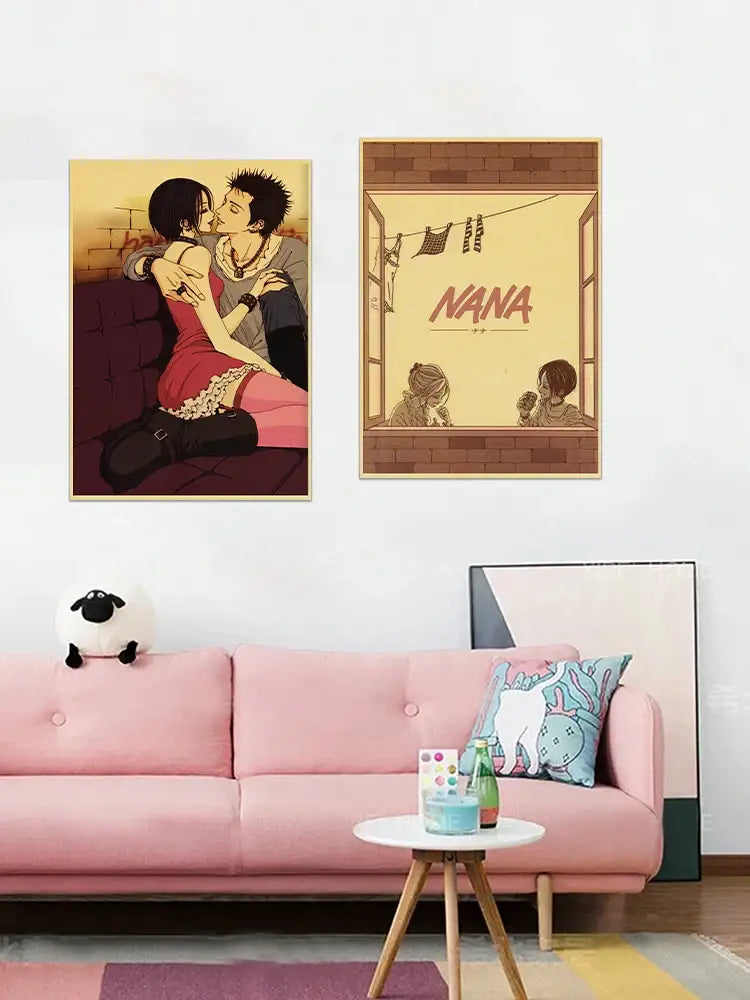 Retro black & red japan anime nana poster set bedroom wall decor