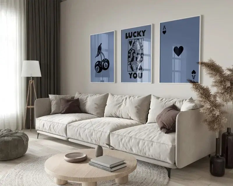 Retro queen of hearts ace card wall art set living room decor