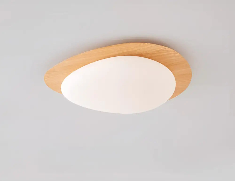 Retro walnut oval acrylic ceiling light for living room