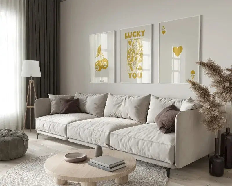 Modern beige & dark brown retro wall art – living room decor