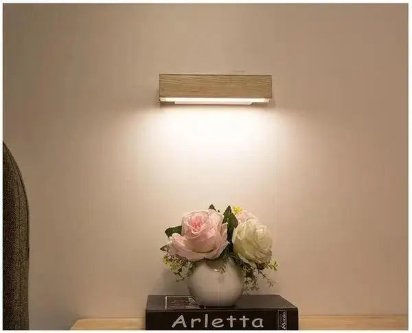 Modern rotated led wooden wall sconces bedroom light