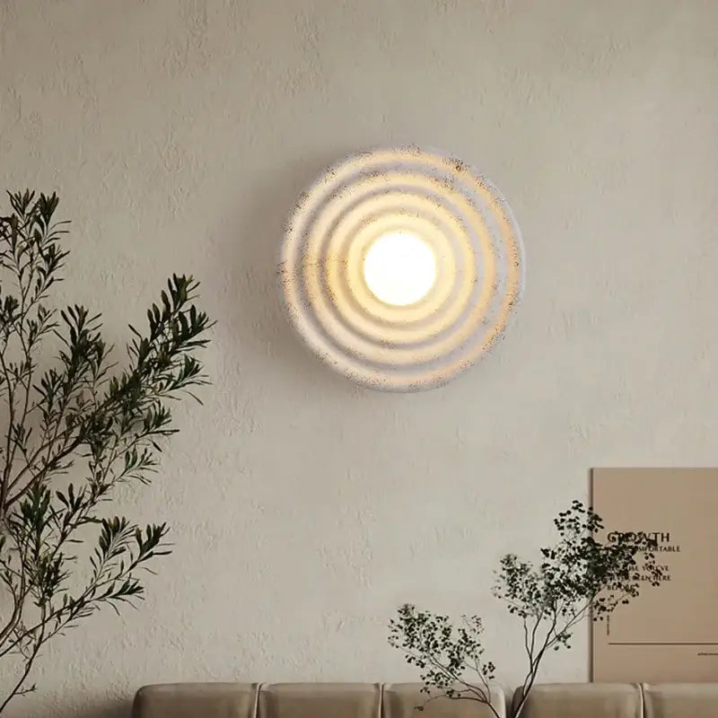 Decorbites round concrete ridged wall sconce bedroom light