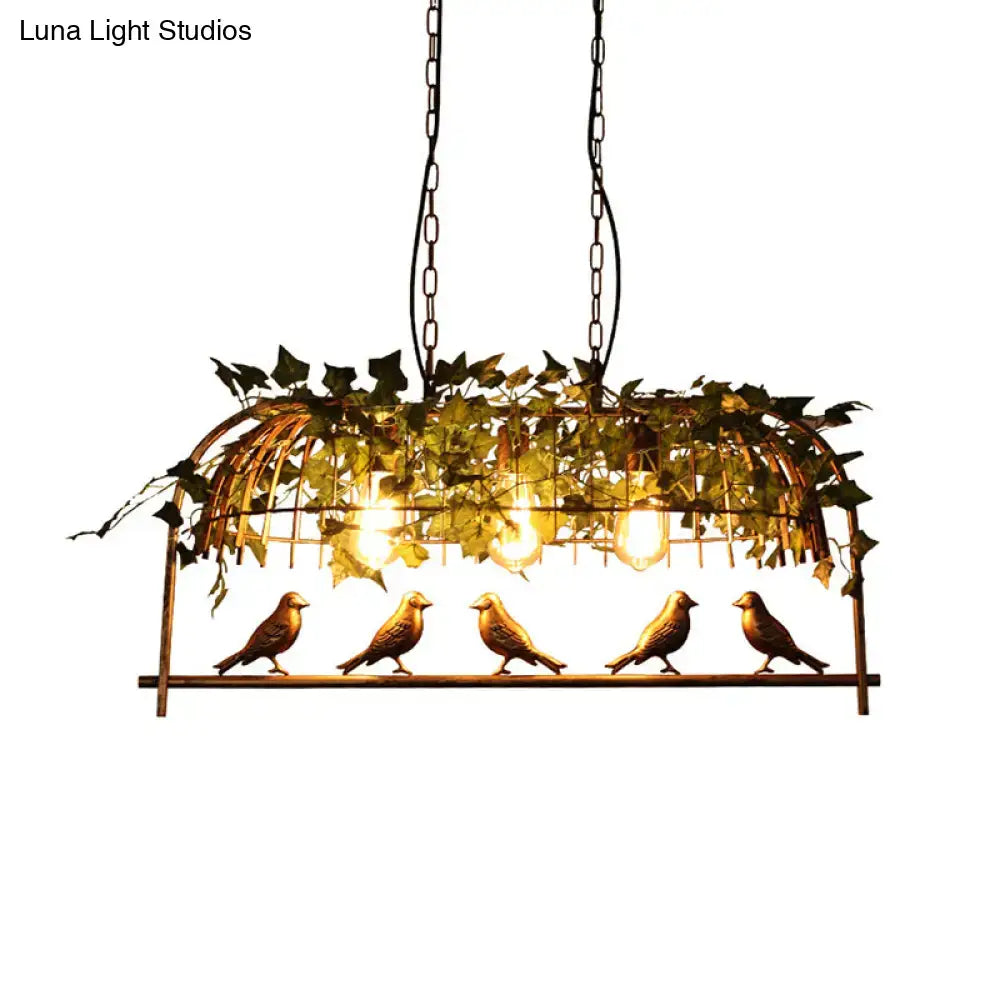Rustic bronze birdcage island ceiling light kitchen industrial style