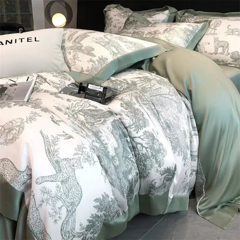 Toile blue & white eucalyptus fiber duvet cover bedroom set