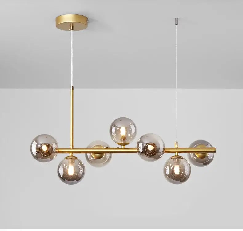 Sleek black metal glass ball chandelier for dining room