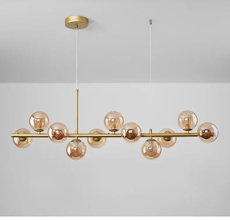 Sleek black metal glass ball chandelier for dining room