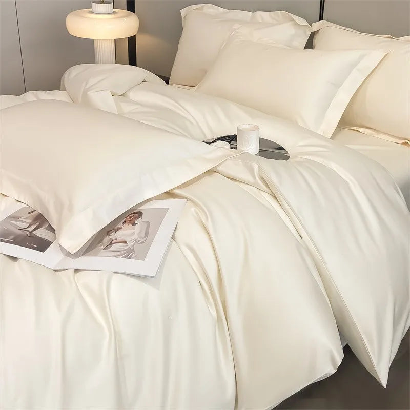 Silver gray satin 1000tc duvet cover set bedroom bedding