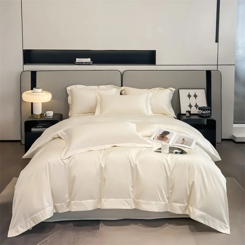 Silver gray satin 1000tc duvet cover set bedroom bedding