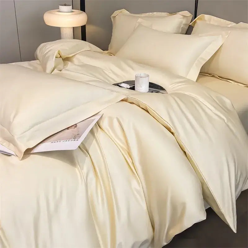 Silver gray satin 1000tc duvet cover set bedroom bedding