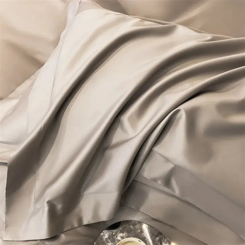 Silver gray satin 1000tc duvet cover set bedroom bedding