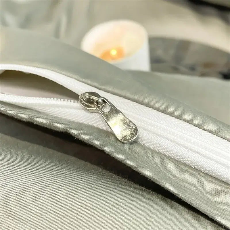 Silver gray satin 1000tc duvet cover set bedroom bedding