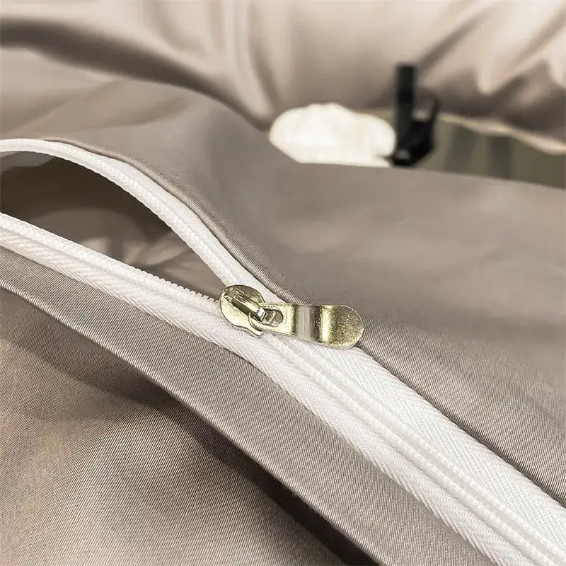 Silver gray satin 1000tc duvet cover set bedroom bedding