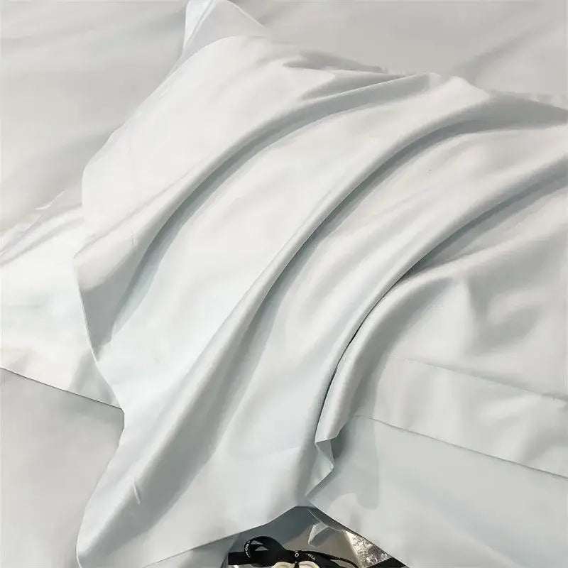 Silver gray satin 1000tc duvet cover set bedroom bedding