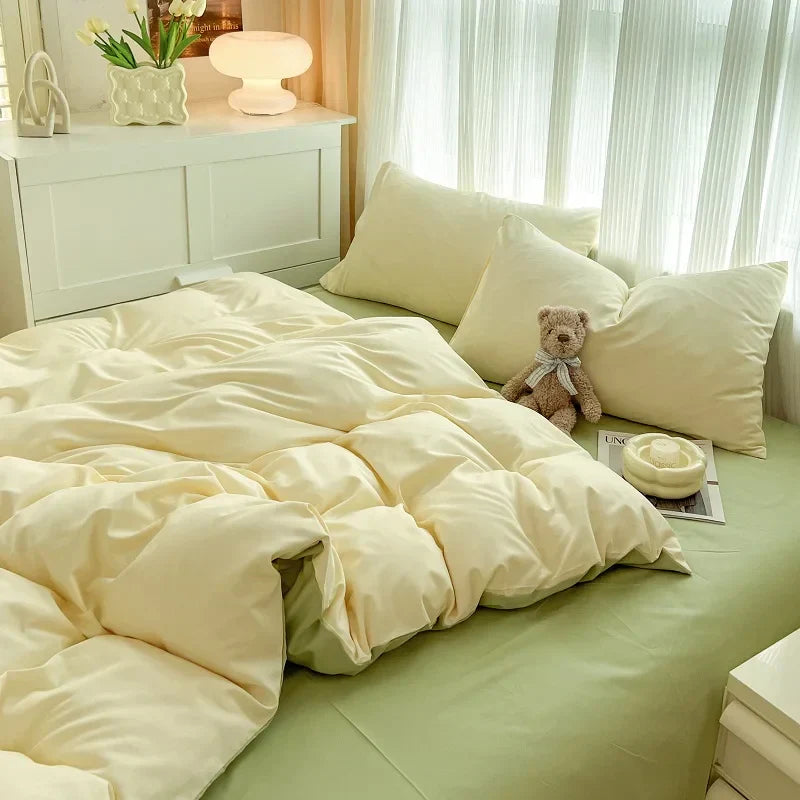 Navy and gray solid color brush fabric duvet cover set bedroom