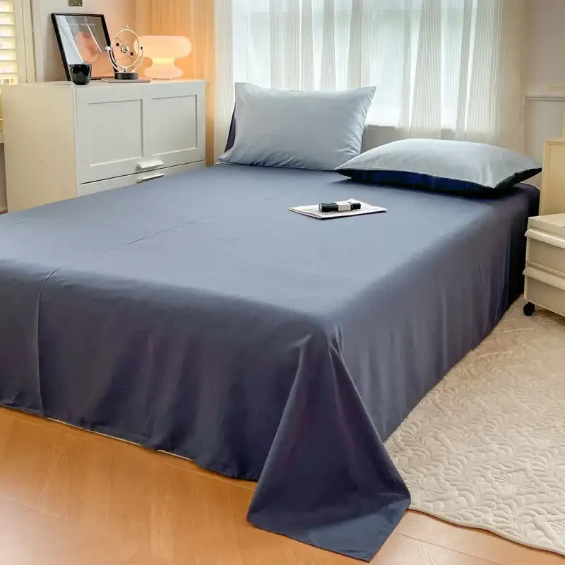 Navy and gray solid color brush fabric duvet cover set bedroom